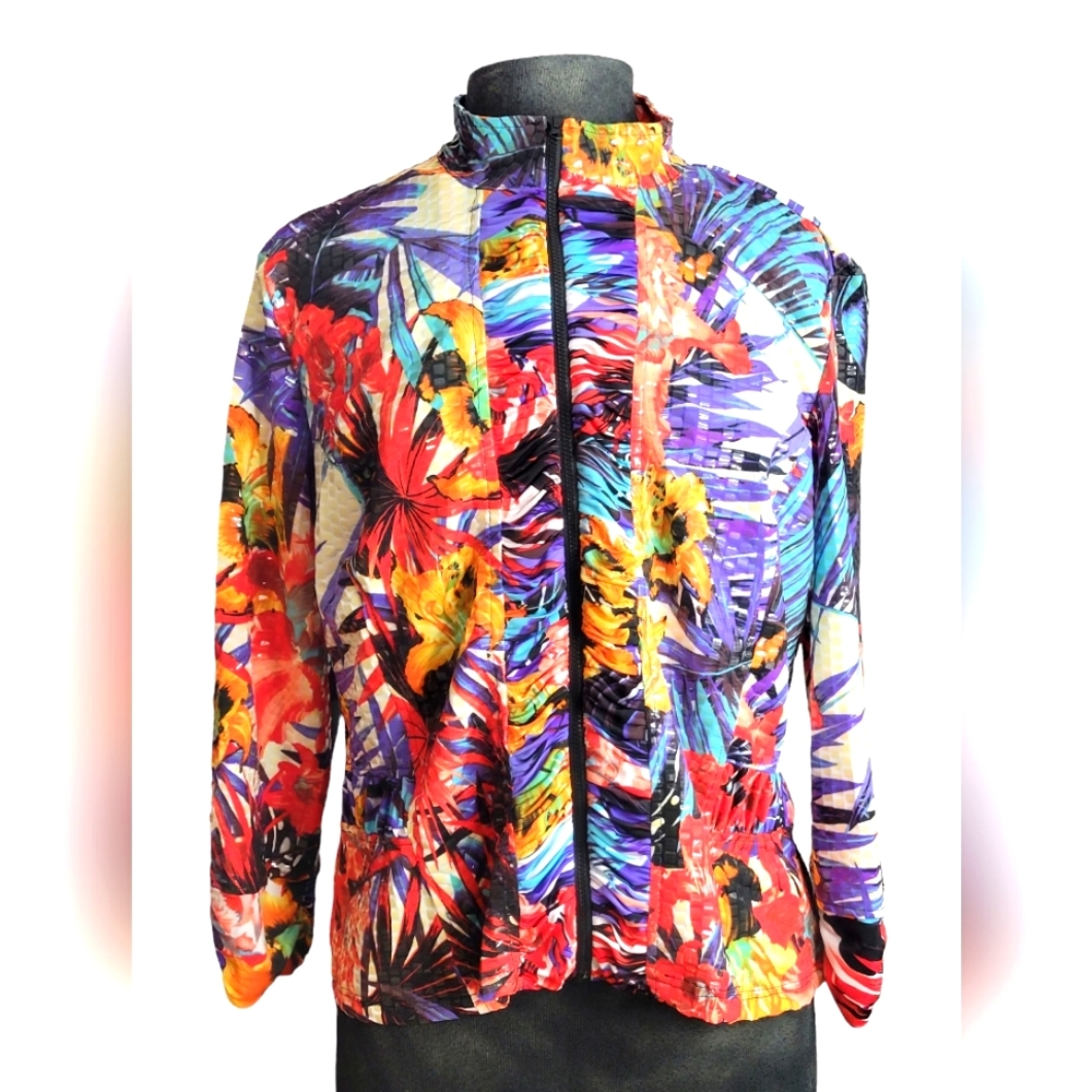 Linear zip front jacket